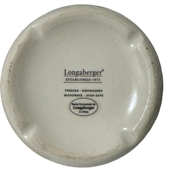 Longaberger Crock Christmas Holly Berry Snowflake Pottery Red Green White 1 Pint - Picture 4 of 4